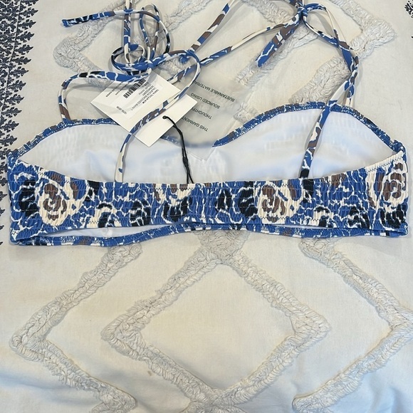 Tanya Taylor Valencia Smocked Bikini Top NWT Size Large - Picture 4 of 6